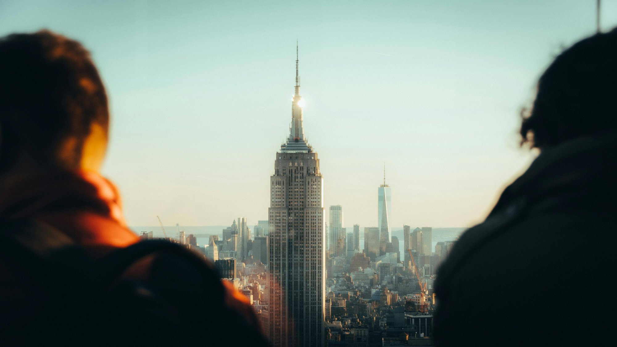 people looking at building